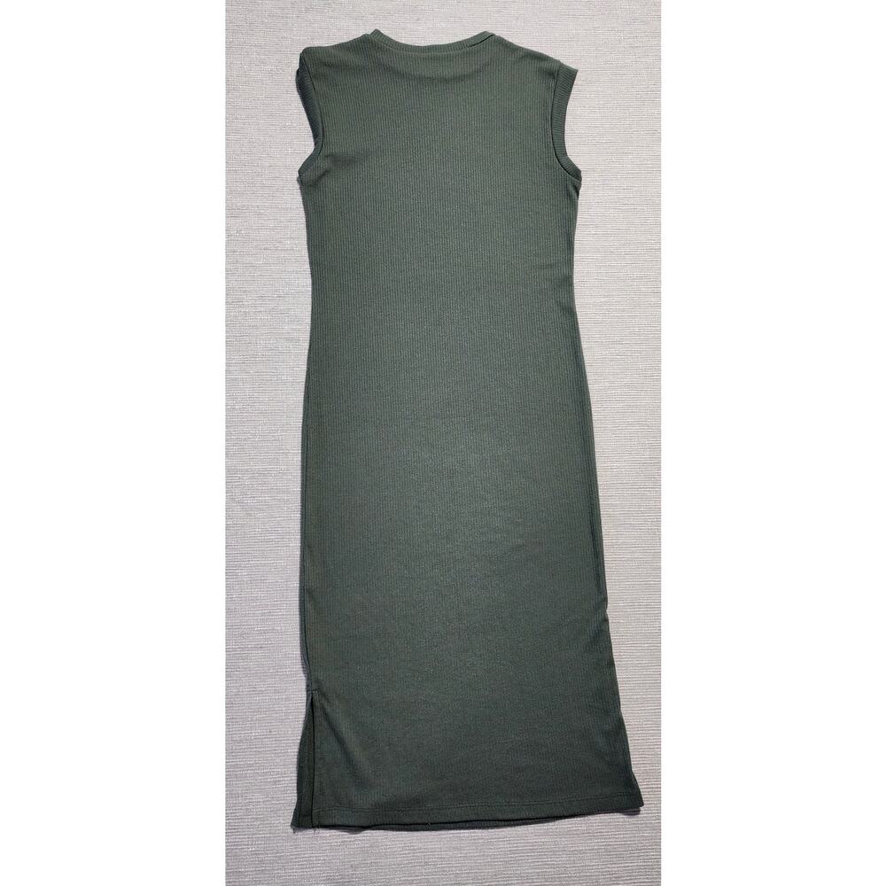 Blue Rain Francesca’s Ribbed Midi Dress Sleeveless Stretch Green Size L - Picture 10 of 16